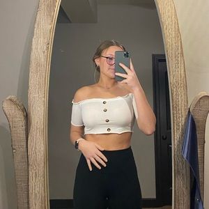 SHEIN youth button front lettuce edge top